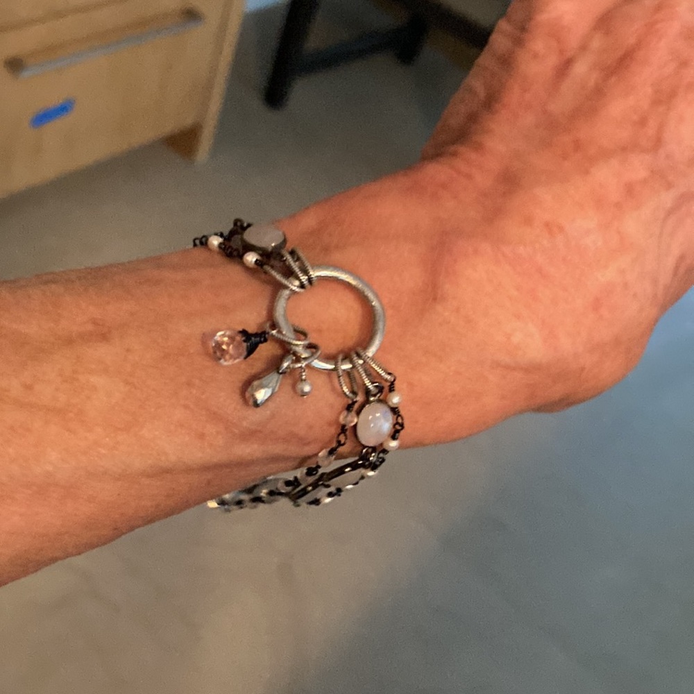 Silver bracelet with moonstones - Picture 5 of 7